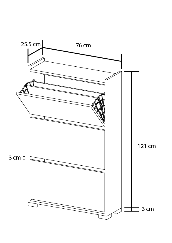 Eylül 3 Kapaklı 6 Gözlü Ayakkabılık (Gri-Gri) - Görsel 3