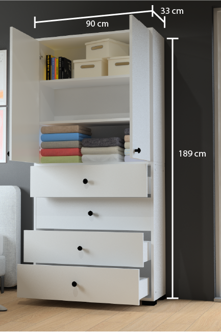 Madrid No.2 Raflı ve Çekmeceli Gardırop - Görsel 3