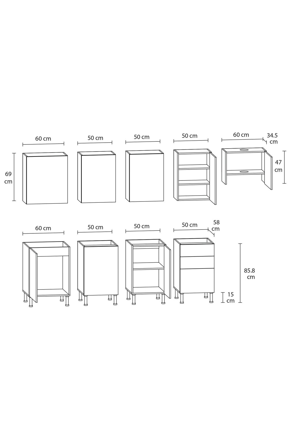 Mobilique Aspiratör Modüllü Hazır Mutfak 270 Cm Beyaz - Görsel 3