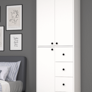 Bükreş No.2 Tek Askılı Dört Çekmeceli Üç Raflı Genç Odası Dolabı