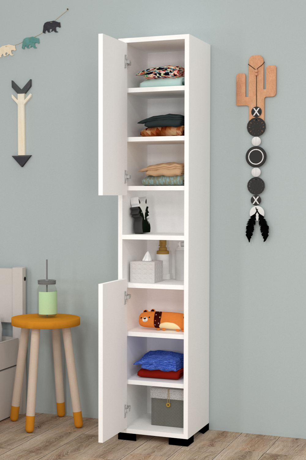 Tokyo No.3 Raflı 2 Kapaklı Genç Odası Dolabı - Görsel 2