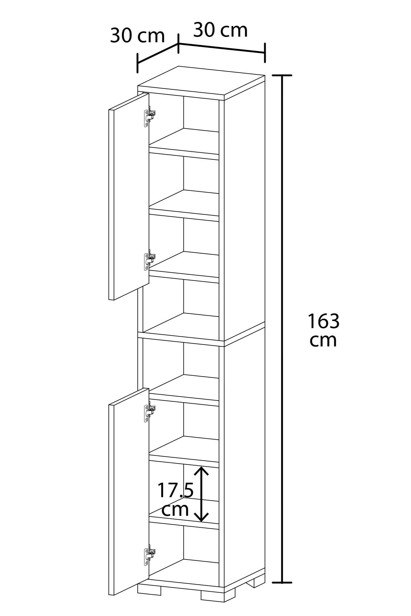 Tokyo No.3 Raflı 2 Kapaklı Genç Odası Dolabı - Görsel 3