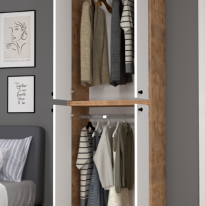 Bükreş No.1 Çok Amaçlı 2 Askılı Dolap Çam-Beyaz