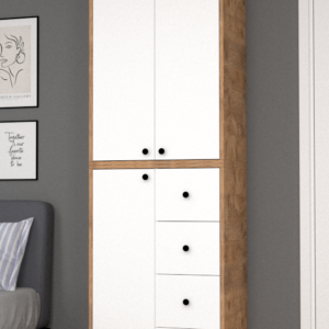 Bükreş No.2 Çok Amaçlı Askılı 4 Çekmeceli 3 Raflı Dolap Çam-Beyaz