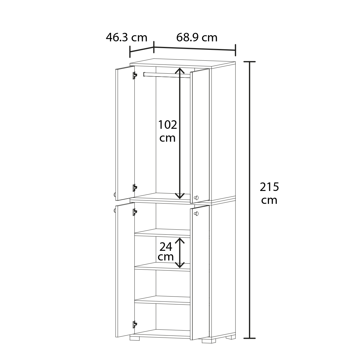 Bükreş No.3 3Raflı Askılı Gardırop Safir-Beyaz - Görsel 3