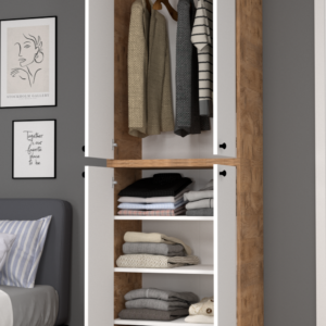 Bükreş No.3 Çok Amaçlı 3 Raflı Askılı Dolap Çam-Beyaz