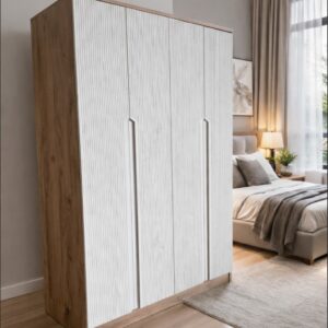 Nova No.2 Dört Kapaklı 6Raflı Gardırop Çam-Vizon