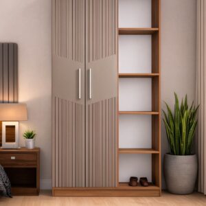 Karbon No.1 İki Kapaklı 6Raflı Gardırop Çam-Vizon