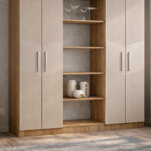 Karbon No.6 Dört Kapaklı 6Raflı Gardırop Çam-Vizon