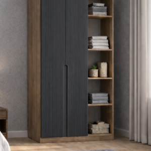 Nova No.1 İki Kapaklı 6Raflı Gardırop Çam-Antrasit