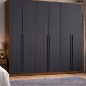 Nova No.4 Altı Kapaklı 6Raflı Gardırop Çam-Antrasit