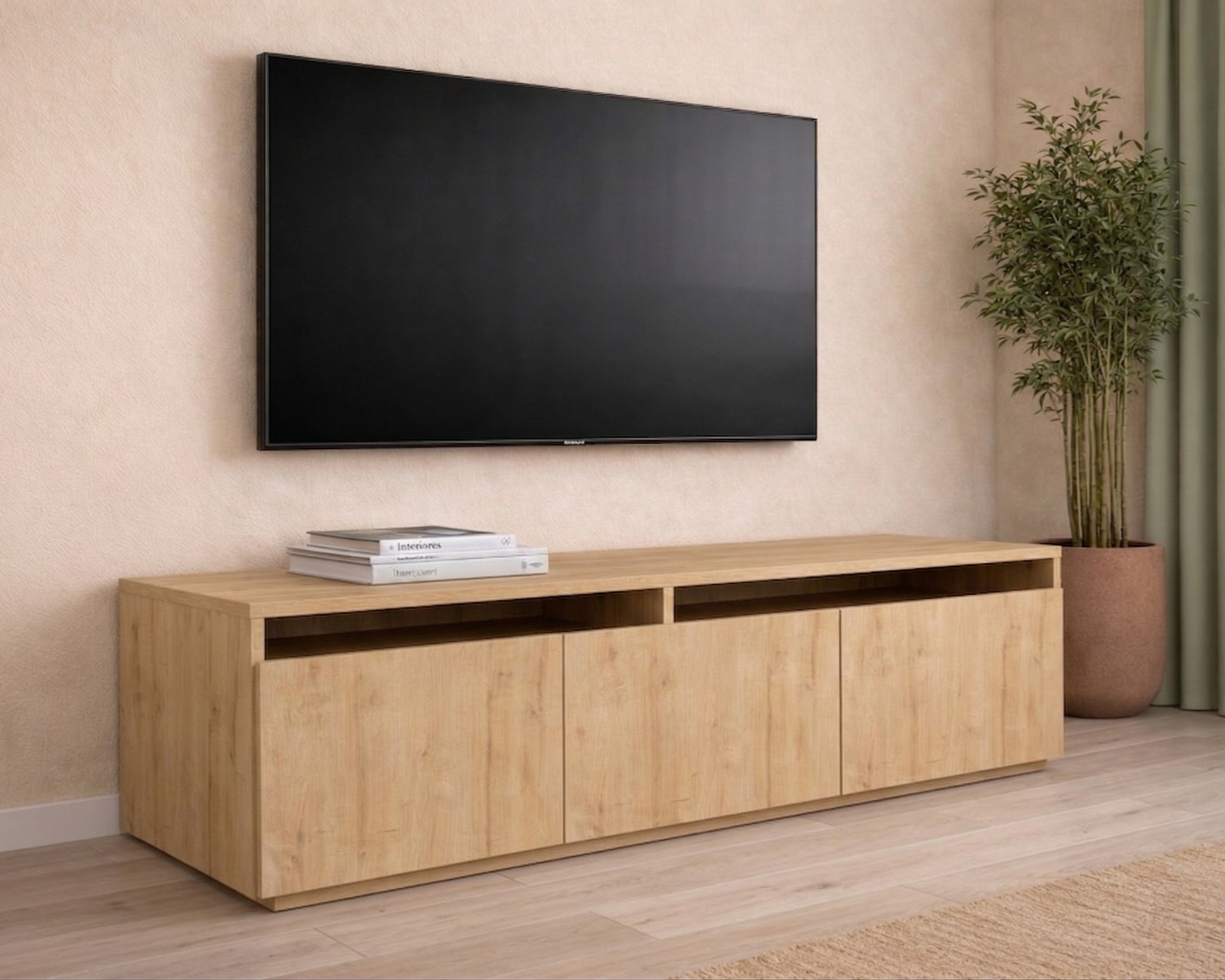 Hilal Modern Ahşap Desenli Tv Ünitesi Safirmeşe