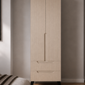 Hera İki Kapaklı İki Çekmeceli Modern Gardırop Beyaz-Vizon