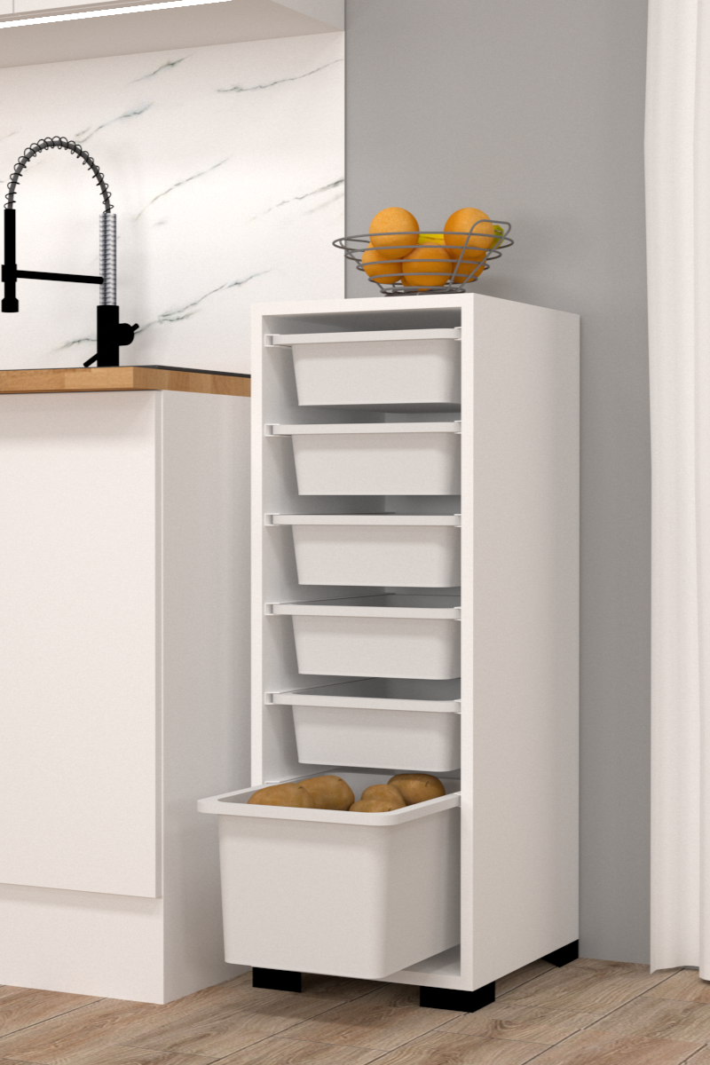 Rüya No.1 Modern Kullanışlı Beyaz Dar Çok Amaçlı Sepetli Dolap - Görsel 4