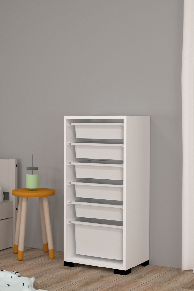 Rüya No.2 Modern Kullanışlı Beyaz Geniş Çok Amaçlı Sepetli Dolap - Görsel 3