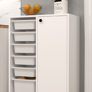 Rüya No.3 Modern Kullanışlı Beyaz Dar Kapaklı  Sepetli Mutfak Dolabı