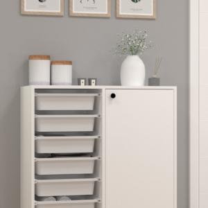 Rüya No.4 Modern Kullanışlı Beyaz Geniş Kapaklı Çok Amaçlı Sepetli Dolap