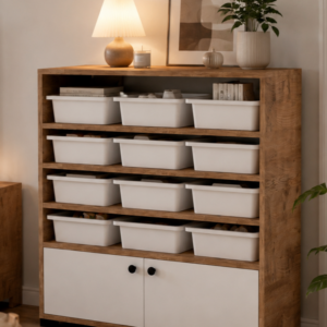 Rüya No.6 On İki Sepetli Modern Kullanışlı Çok Amaçlı Dolap Atlantik-Beyaz