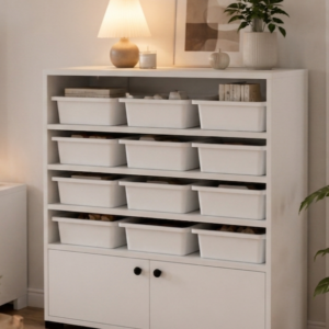 Rüya No.6 On İki Sepetli Modern Kullanışlı Çok Amaçlı Dolap Beyaz-Beyaz