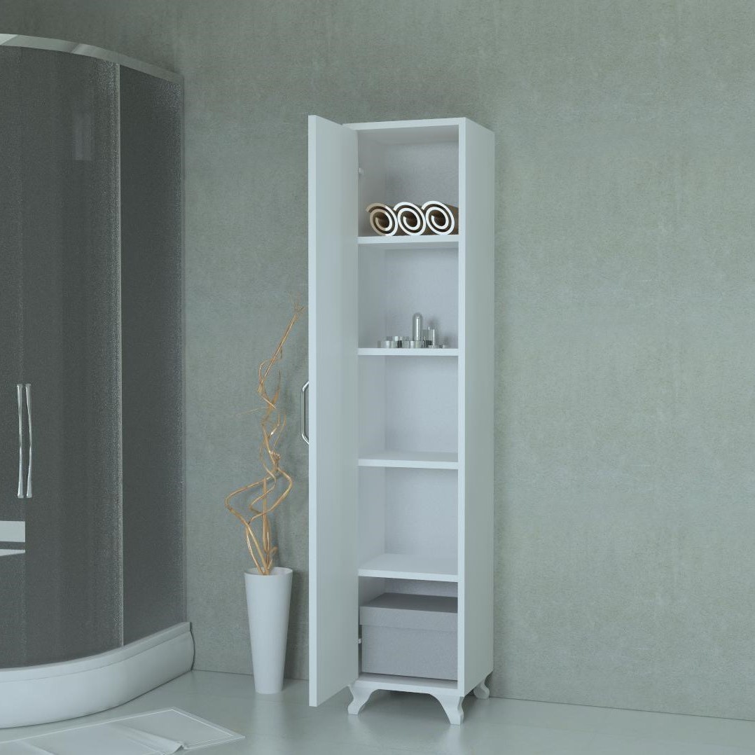 Çok Amaçlı Beyaz Banyo Boy Dolabı - Görsel 3