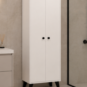 Meltem No.2 Çok Amaçlı Banyo Dolabı Ayarlanabilir Raflı Kapaklı Havlu ve Temizlik Dolabı