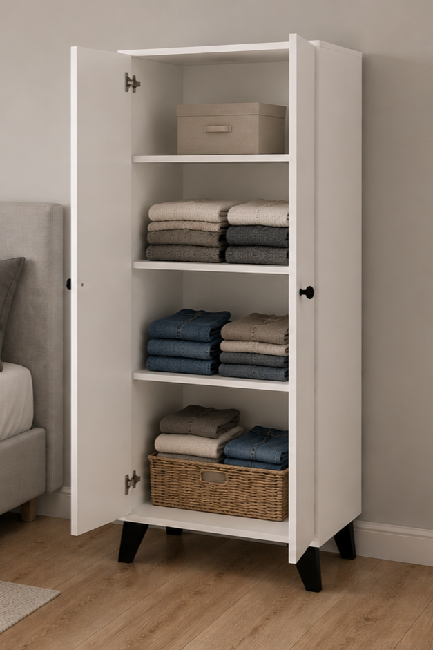 Meltem No.3 Gardırop Ayarlanabilir Raflı Kapaklı Elbise ve Giysi Dolabı - Görsel 2