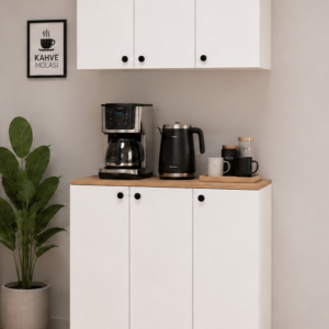 Öykü 90 cm 18mm Mdf Tezgahlı Kahve Köşesi Dolabı Çok Amaçlı Mutfak Dolabı