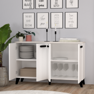 Monako 4 Kapaklı TV Ünitesi – Beyaz Mermer Desenli